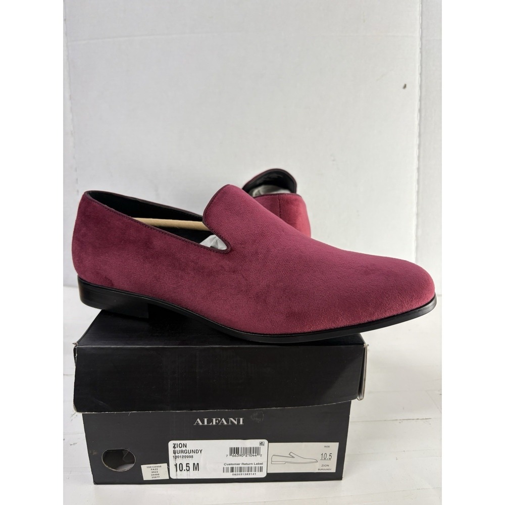 Alfani Men's Zion Slip On Smoking Fashion Loafers Burgundy Microsuede Size 10.5M